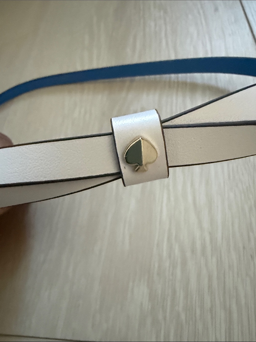 kate spade White and Blue Reversible Bow-Accent Slim Belt - Picture 5 of 7